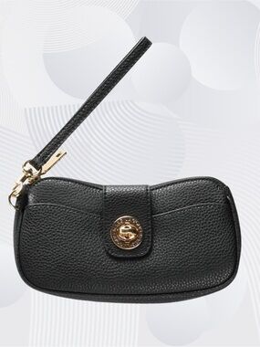 Marc Jacobs classic sleek chic academia black clutch wallet bag pebble leather